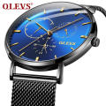 Japan Movt Watch OLEVS Marca 5880 Malha Strap WaterProof Recurso Quartz WristWatch Fashion Week and Date Relógio analógico para homens